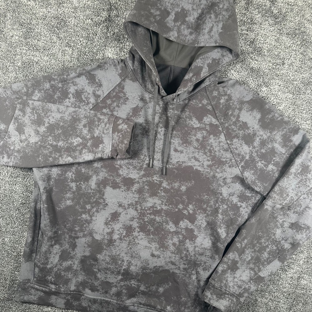 Lululemon Hoodie Men XXL City Sweat Pullover Grey Acid Wash Camo Stretch Active